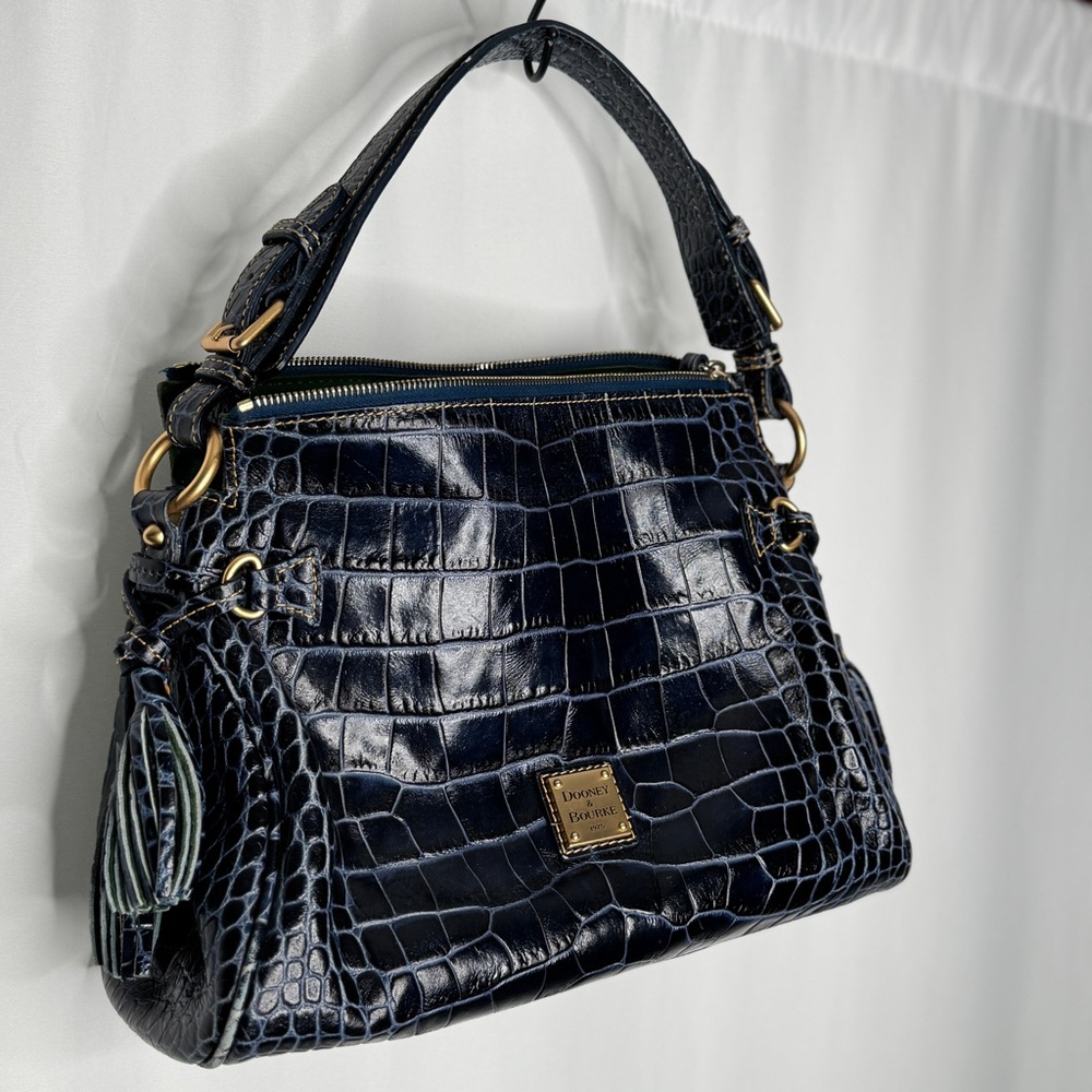 Dooney & Bourke Dark Blue Croc Embossed Shoulder Bag